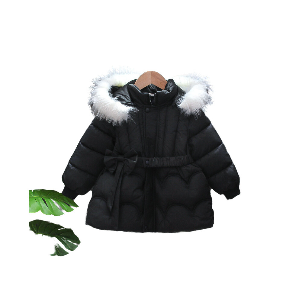 (Black, 2-3 Years) Kids girls Padded Winter Coats Jackets Hooded UK