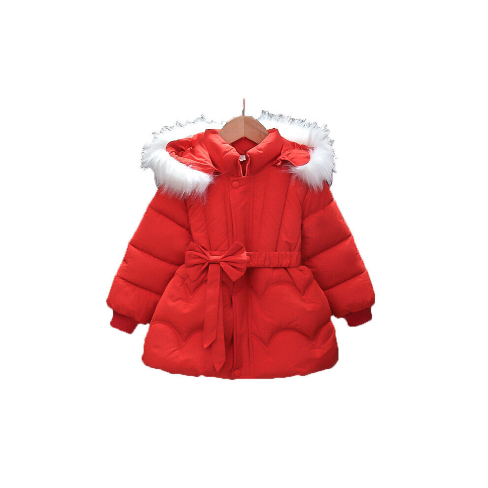 (Red, 2-3 Years) Kids girls Padded Winter Coats Jackets Hooded UK