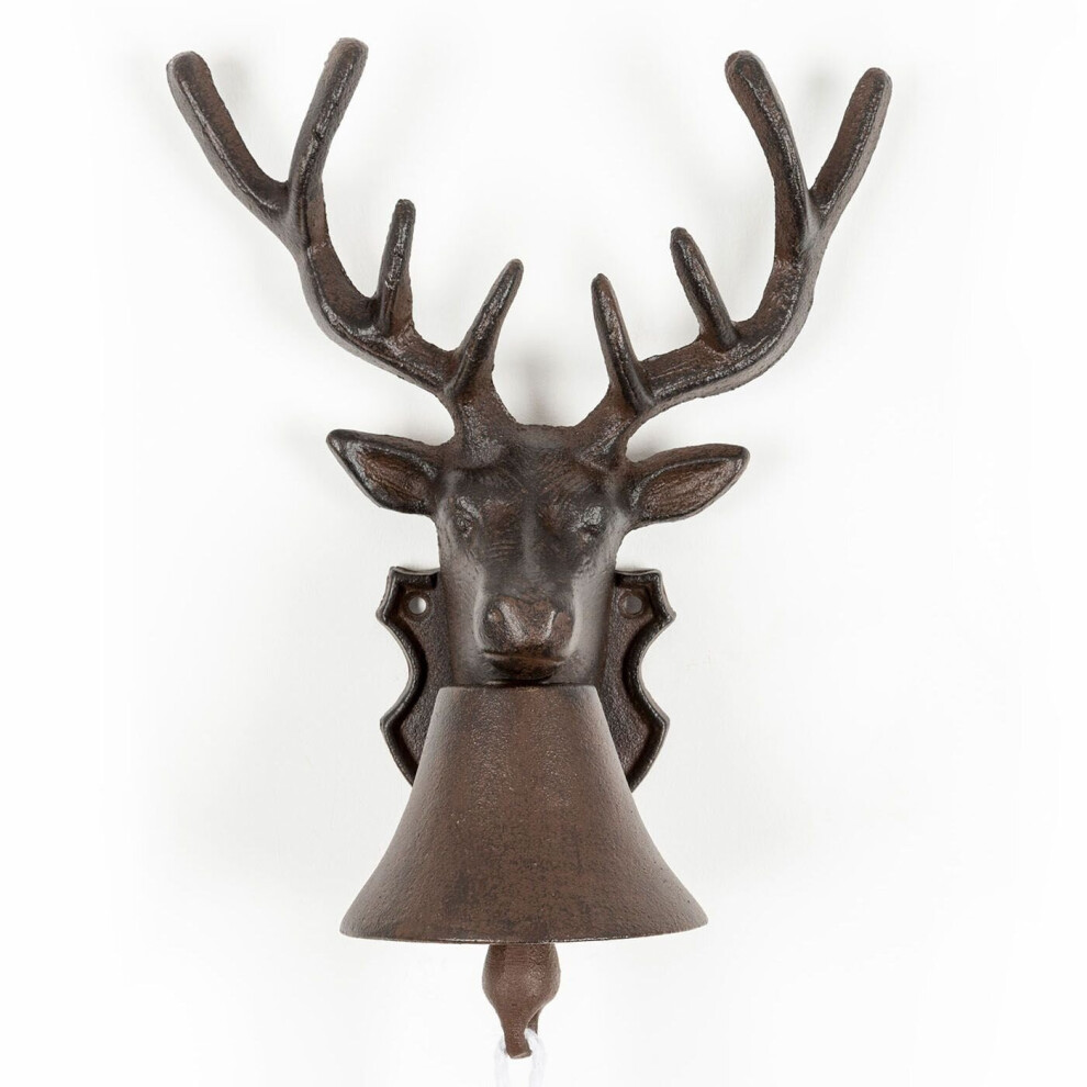 Homescapes Deer Head Cast Iron Door Bell Brown