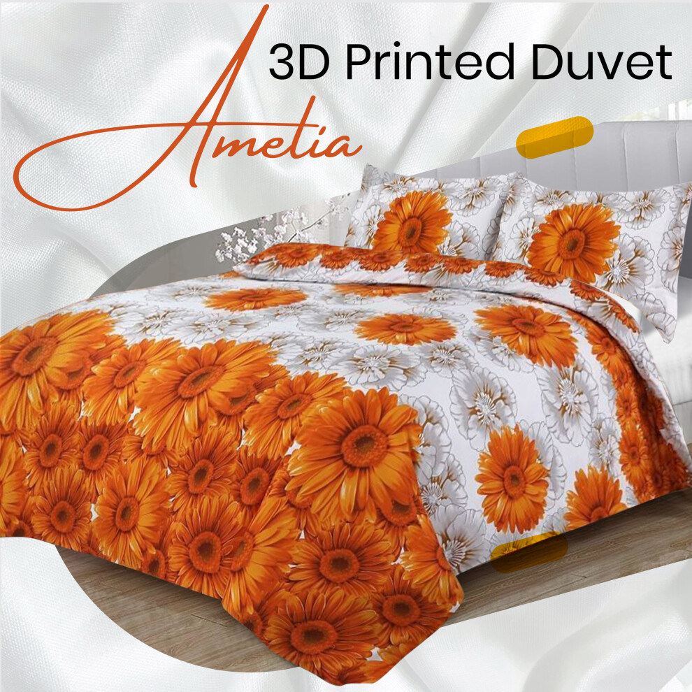 (3D Double Duvet Cover) 3D Floral Duvet Covers & Bedding Set Fitted Sheets Single Double King