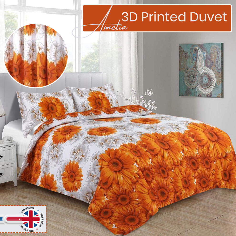 (3D King Duvet Cover) 3D Floral Duvet Covers & Bedding Set Fitted Sheets Single Double King