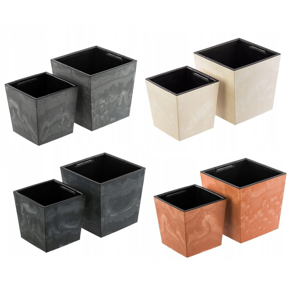 (14 Litres, Anthracite) Plant Flower Pot Concrete Square Planter Inner Pot Garden Patio Home Large Beton