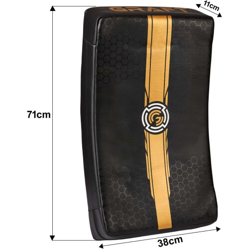 (Black/Gold, Pair) GRAFT Thai Pads, Kick Shield, Strike Shield, Pads 1