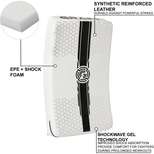 (White/Black, Pair) GRAFT Thai Pads, Kick Shield, Strike Shield, Pads 2