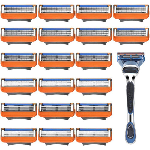20PC For Fusion 5 Manual Razor Replacement Blade+Shaving Rack