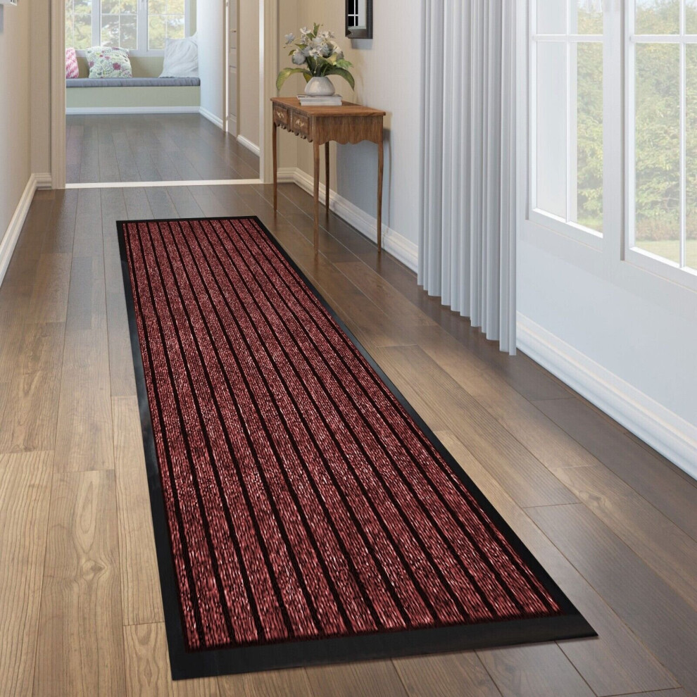 (60x90 cm Red) Heavy Duty Rubber Mats Door Mat Runner Red Rug