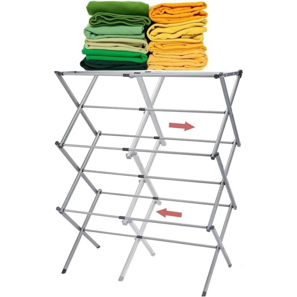 3-Tier Clothes Airer Extendable Indoor & Outdoor Metal Laundry Drying Rack Dryer