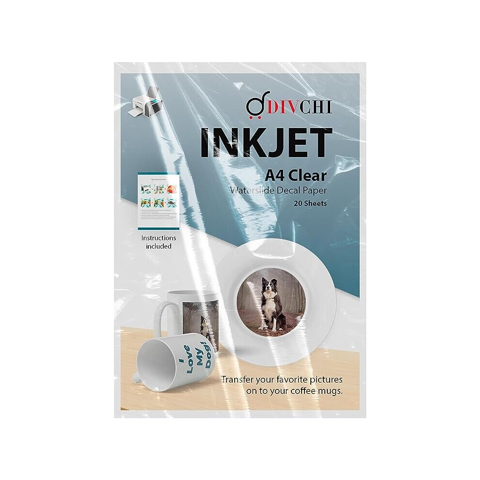(15  Pack Inkjet Clear Sheet) A4 Water Slide Decal Paper Sheets White and Clear