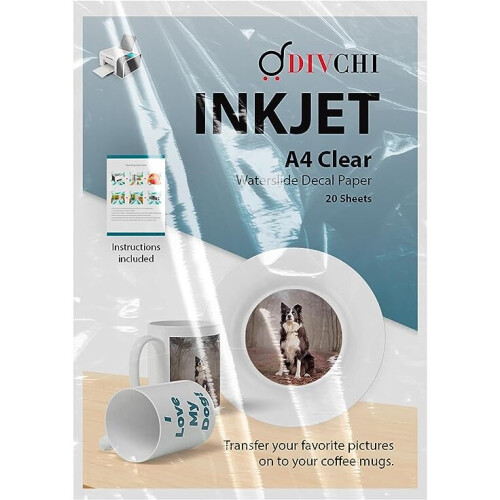 (10  Pack Inkjet Clear Sheet) A4 Water Slide Decal Paper Sheets White and Clear