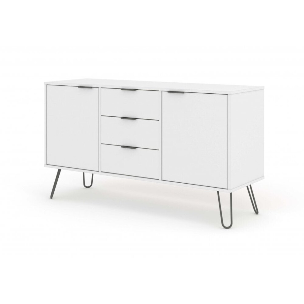 White Sideboard Cupboard With 2 Doors, 3 Drawers Living Room Storage Furniture