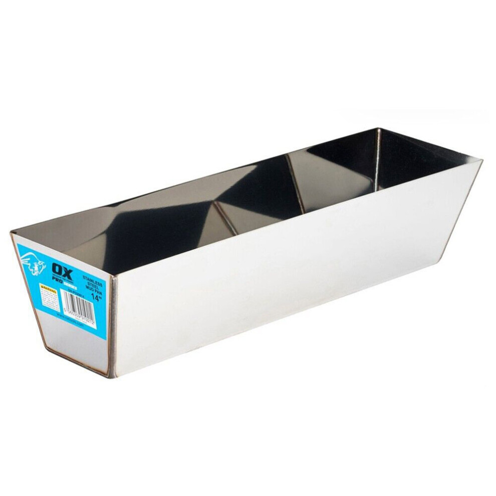 Ox Pro Stainless Steel Plasterers Mud Pan - 14 In / 350Mm