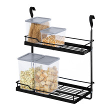 (2 SHELF RACK - BLACK) LIVIVO Kitchen Saucepan Lid Hooks Tool Utensils Holder Hanging Rail Rack Wall Mounted