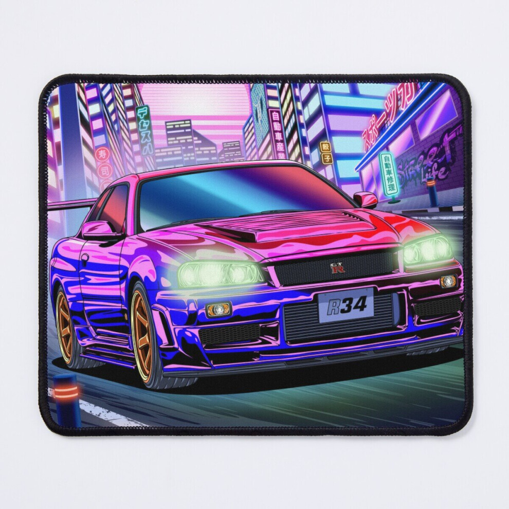 Mouse Pad Nissan Skyline Gt-R R34 Vaporwave 11.8 X 9.8 Inch Computer Mat Gaming Office Mousepad 7802738189148