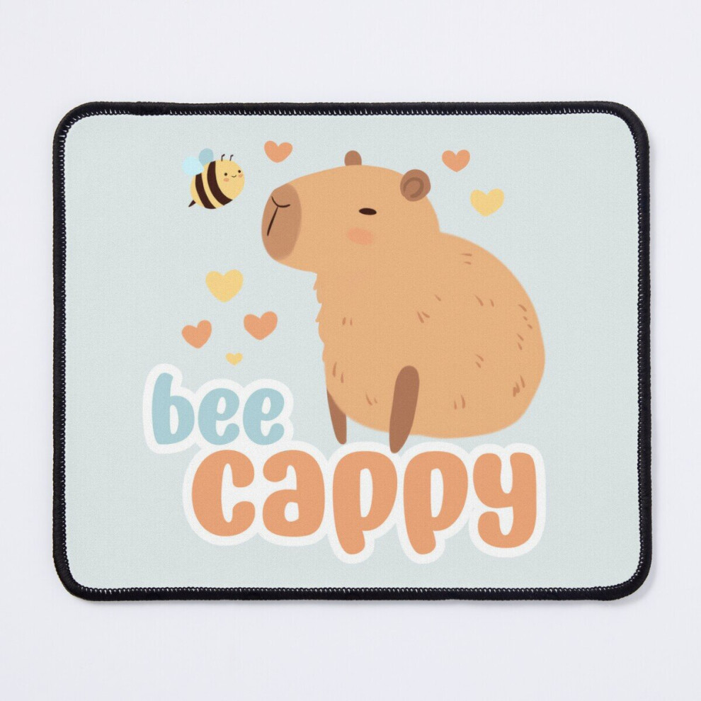Mouse Pad Capybara With A Cute Bee Friends - Bee Cappy Be Happy A Cute Cartoon Capybara Chilling 11.8 X 9.8 Inch Computer Mat Gaming Office Mousepad 7802738187731