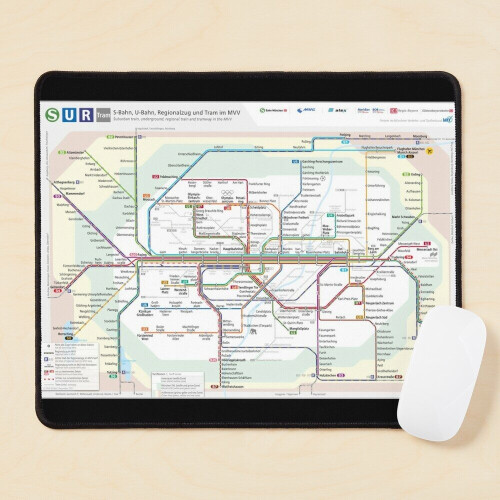 Mouse Pad MVV Munich München Netzplan 11.8 x 9.8 inch Computer Mat Gaming Office Mousepad 1