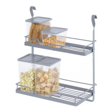 (2 SHELF RACK - GREY) LIVIVO Kitchen Saucepan Lid Hooks Tool Utensils Holder Hanging Rail Rack Wall Mounted