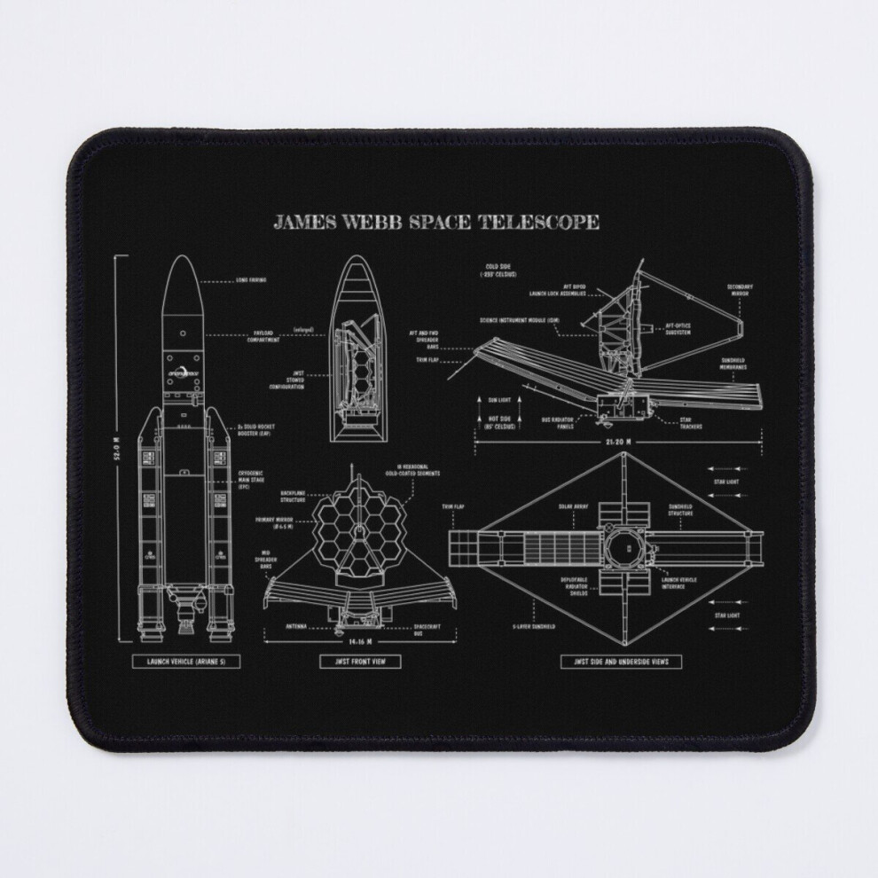 Mouse Pad James Webb Space Telescope ( Stencil - No) 11.8 X 9.8 Inch Computer Mat Gaming Office Mousepad White 7802738145960