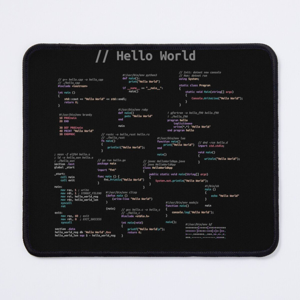 Mouse Pad Hello World ( Theme) 11.8 X 9.8 Inch Computer Mat Gaming Office Mousepad Dark 7802738108842