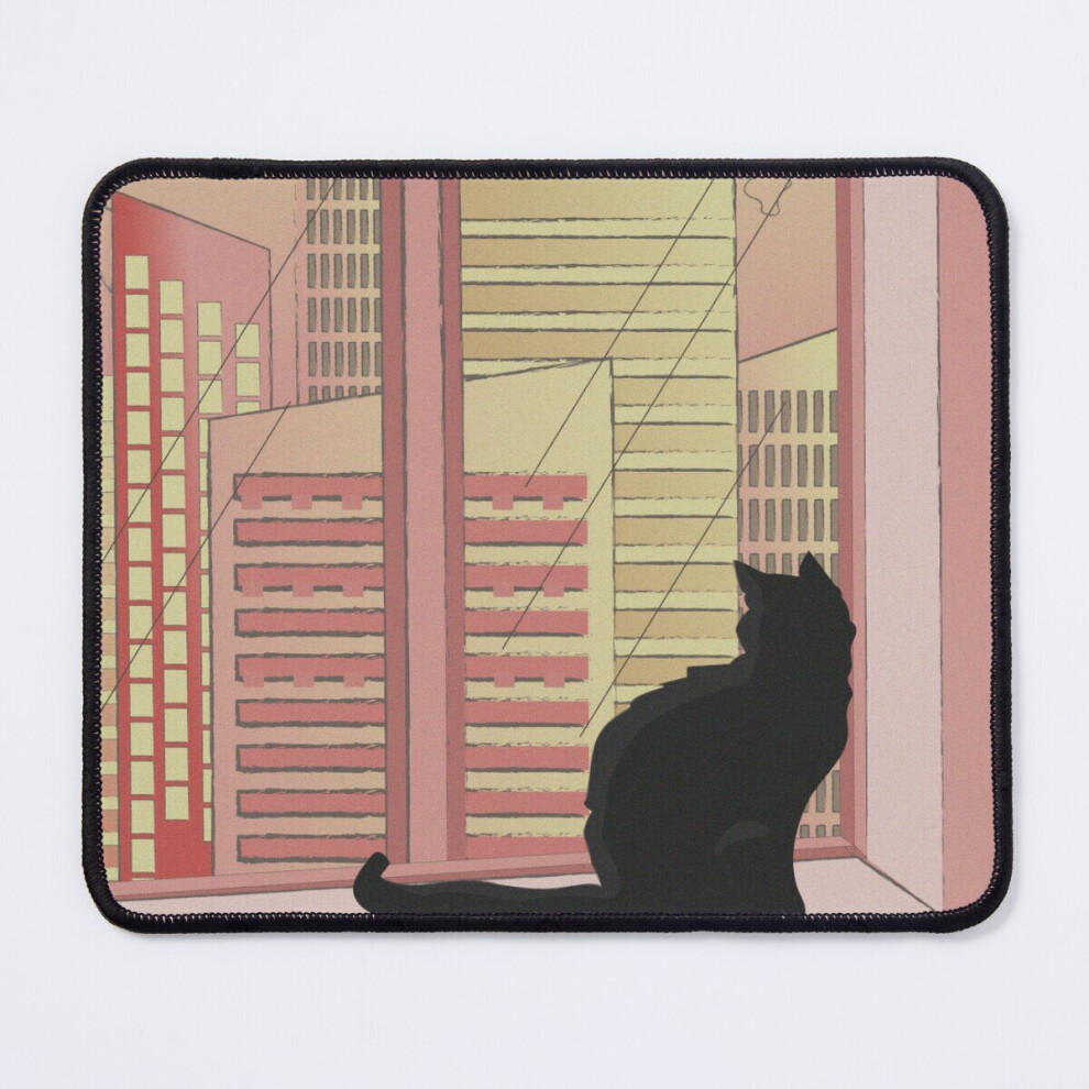 Mouse Pad Drawing Of A Cat At The Window. View From The Window. 11.8 X 9.8 Inch Computer Mat Gaming Office Mousepad 7802738179132