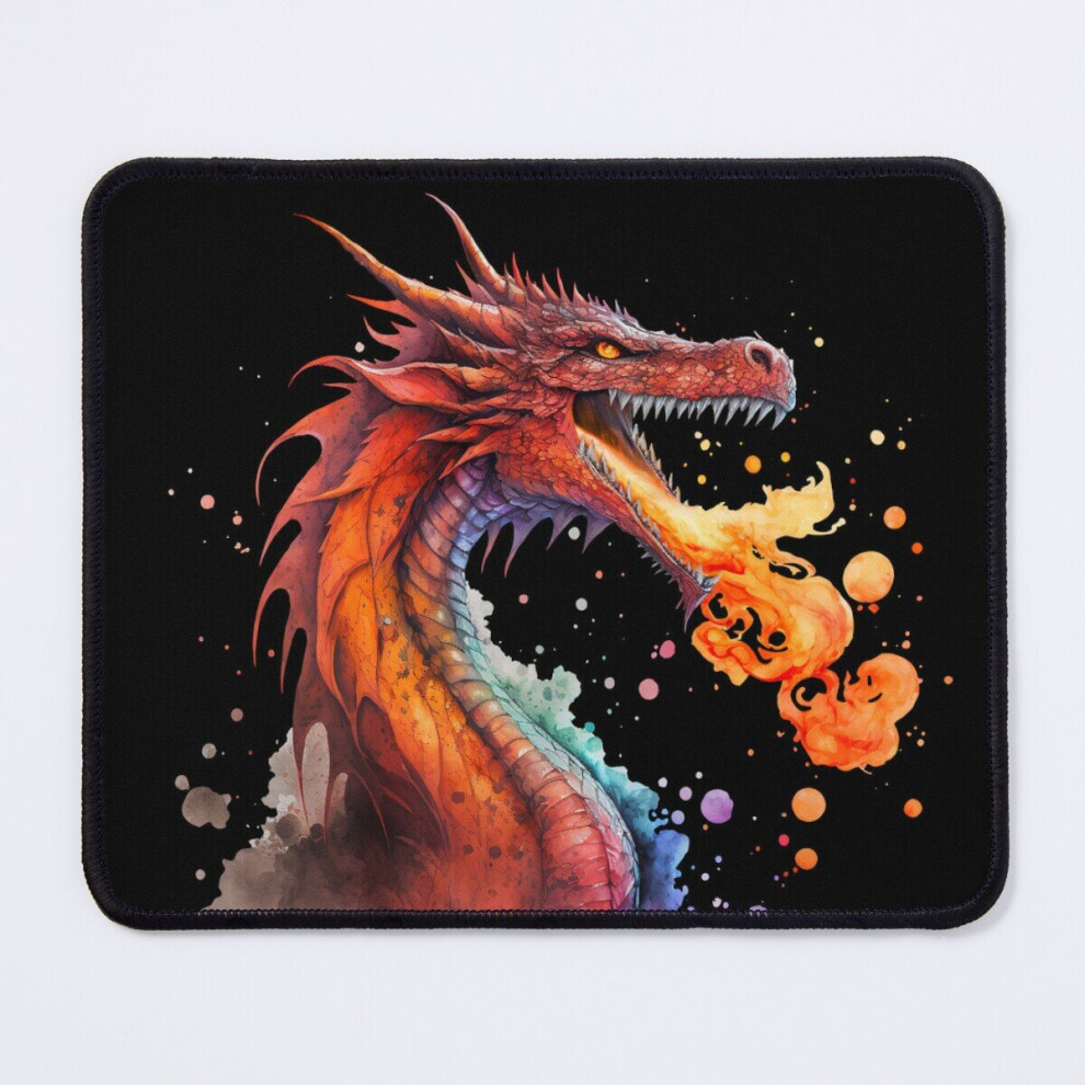 Mouse Pad Fire-Breathing Dragon In Watercolor 11.8 X 9.8 Inch Computer Mat Gaming Office Mousepad Red 7802738176285