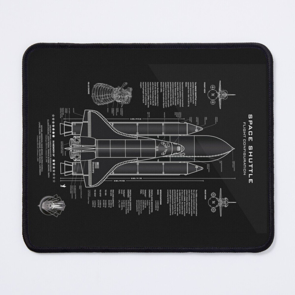 Mouse Pad Nasa Space Shuttle Blueprint (All ) 11.8 X 9.8 Inch Computer Mat Gaming Office Mousepad Black 7802738185560