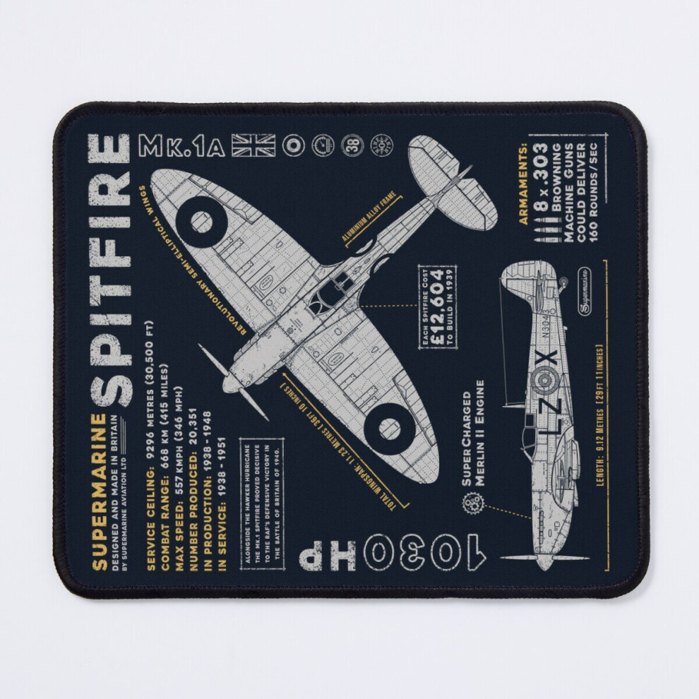 Mouse Pad Spitfire 11.8 X 9.8 Inch Computer Mat Gaming Office Mousepad 7802738152982