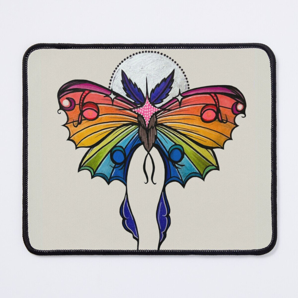 Mouse Pad Retro Rainbow Luna Moth 11.8 X 9.8 Inch Computer Mat Gaming Office Mousepad 7802738183641