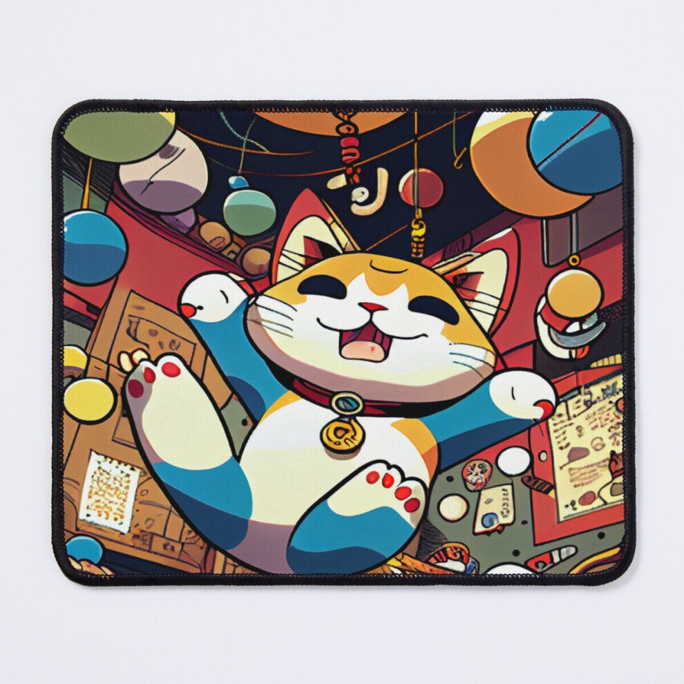 Mouse Pad Beckoning Bengal - Anime Inspired Maneki Neko 11.8 X 9.8 Inch Computer Mat Gaming Office Mousepad 7802738176698