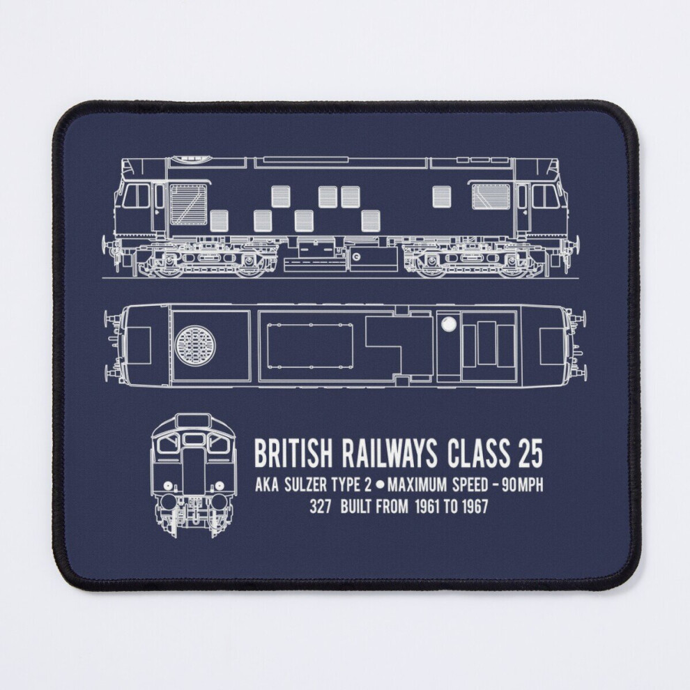 Mouse Pad British Railways Class 25 Sulzer Type 2 Locomotive Blueprint Diagram Gift 11.8 X 9.8 Inch Computer Mat Gaming Office Mousepad 7802738201864