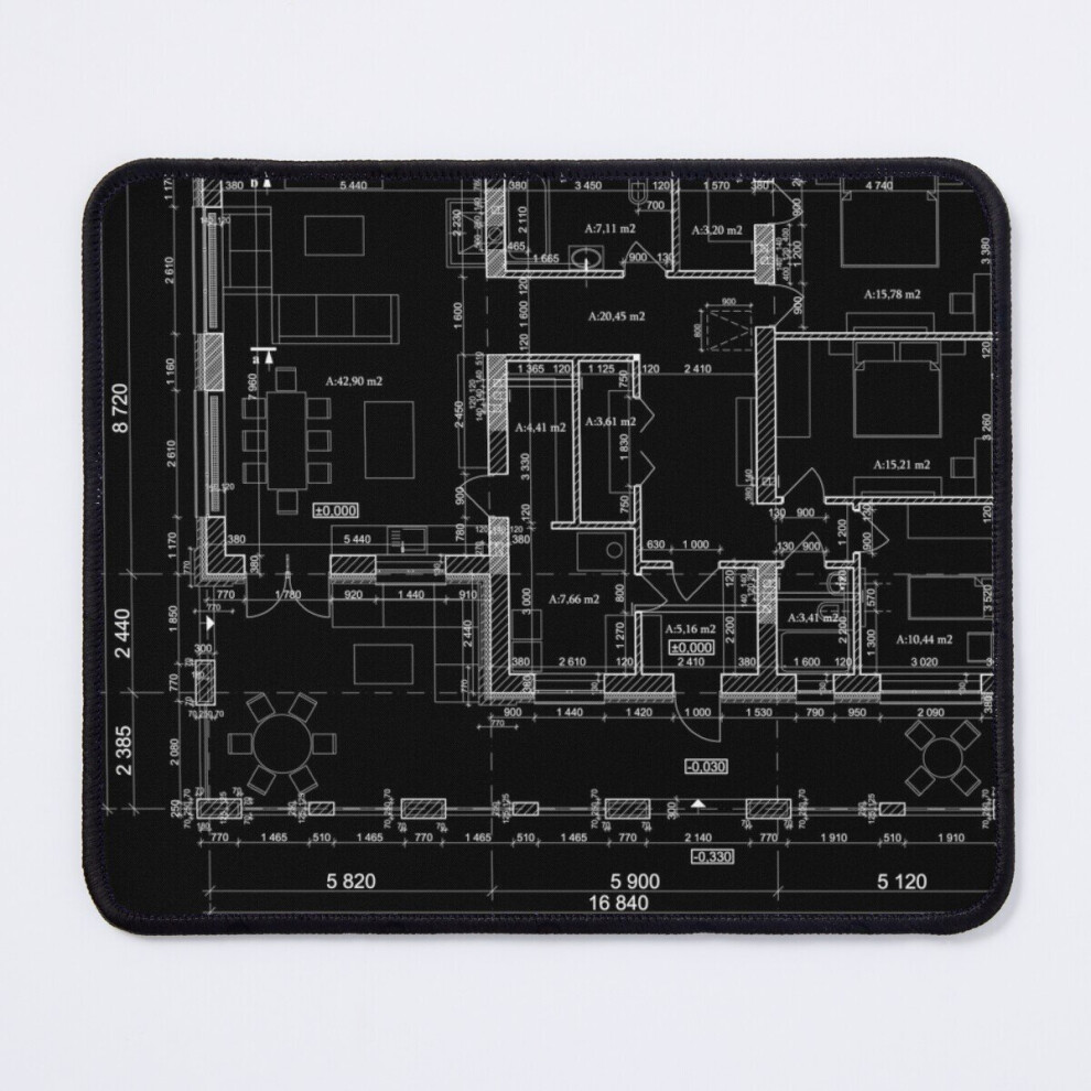 Mouse Pad Detailed Architectural Private House Floor Plan, Apartment Layout, Blueprint. Vector 11.8 X 9.8 Inch Computer Mat Gaming Office Mousepad 7802738143065