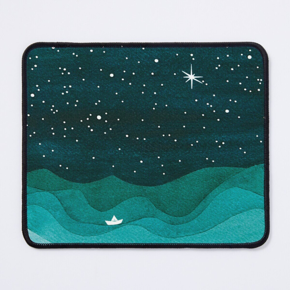 Mouse Pad Starry Ocean, Teal Sailboat Watercolor Sea Waves Night 11.8 X 9.8 Inch Computer Mat Gaming Office Mousepad 7802738138931