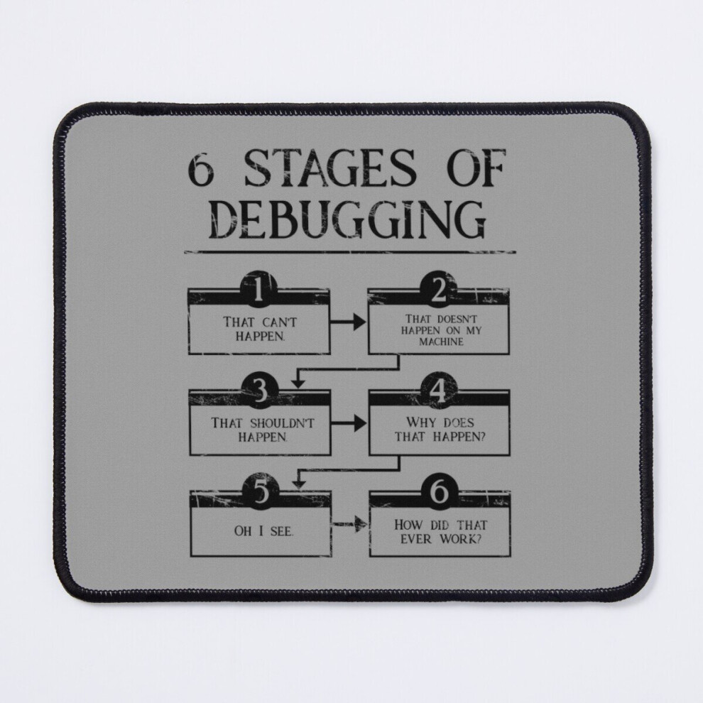 Mouse Pad 6 Stages Of Debugging 11.8 X 9.8 Inch Computer Mat Gaming Office Mousepad 7802738117707
