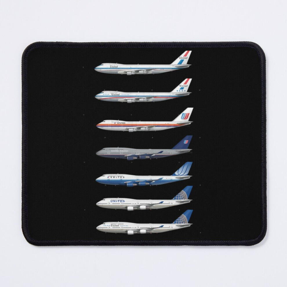 Mouse Pad United Airlines Full Complement Of 747 Liveries Tee Shirt Version 11.8 X 9.8 Inch Computer Mat Gaming Office Mousepad 7802738152944