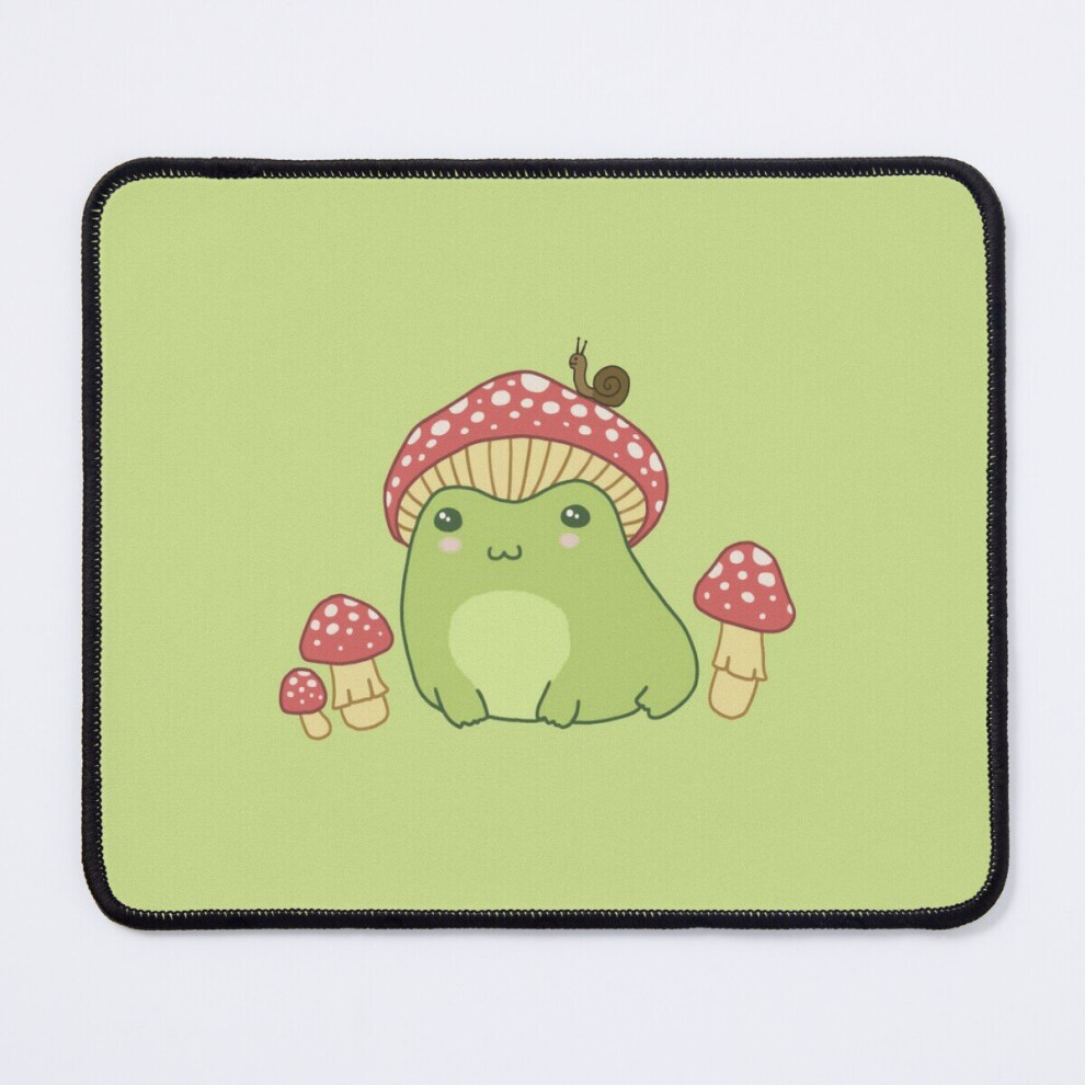 Mouse Pad Kawaii Frog With Mushroom: Cottagecore Aesthetic, Toadstool And Snail Companion Amanita 11.8 X 9.8 Inch Computer Mat Gaming Office Mousepad 7802738117837