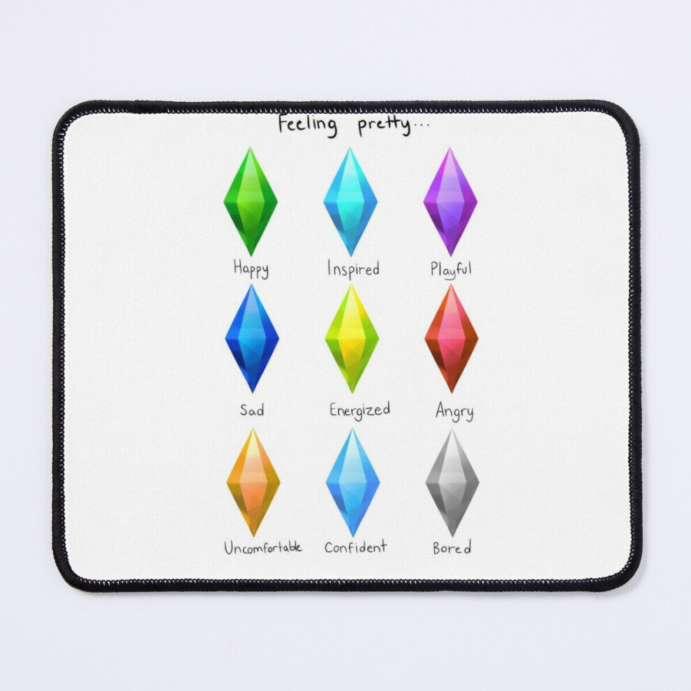 Mouse Pad Feeling pretty... 9 Sims Plumbob Moodlets  11.8 x 9.8 inch Computer Mat Gaming Office Mousepad