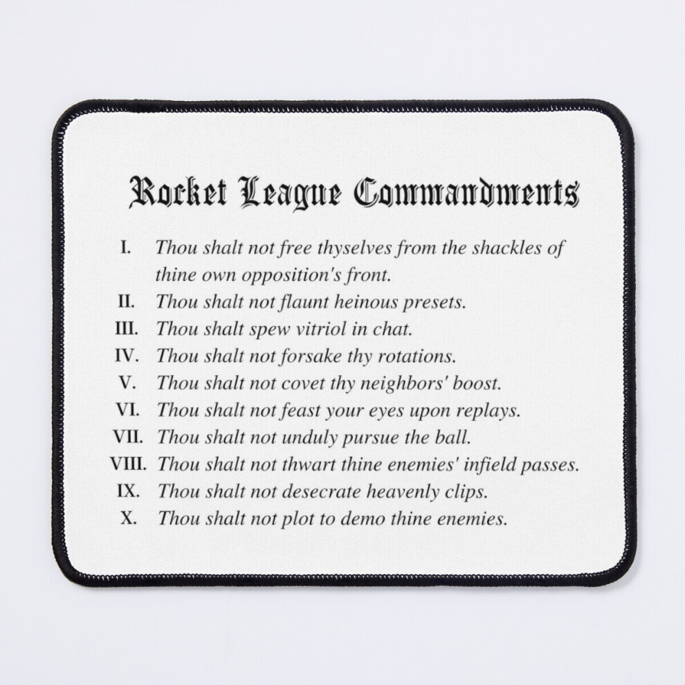 Mouse Pad Rocket League Commandments - Rocket League Rules To Play 11.8 X 9.8 Inch Computer Mat Gaming Office Mousepad 7802738205923