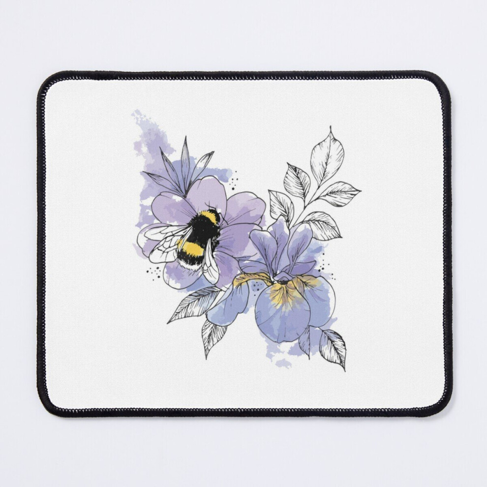 Mouse Pad Bumblebee And Flowers Iris And Cute Honeybee 11.8 X 9.8 Inch Computer Mat Gaming Office Mousepad 7802738188226