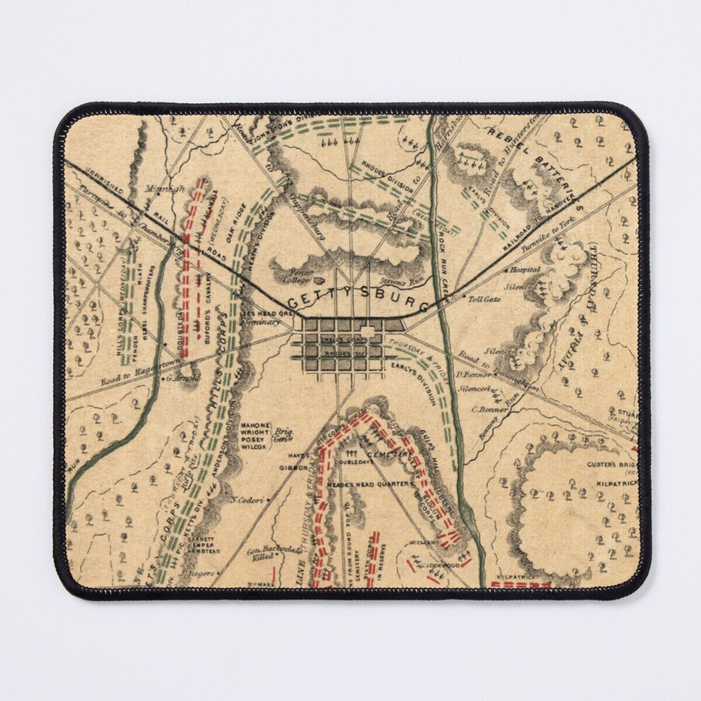 Mouse Pad The Gettysburg (Map Of Gettysburg Battlefield) 11.8 X 9.8 Inch Computer Mat Gaming Office Mousepad 7802738142235
