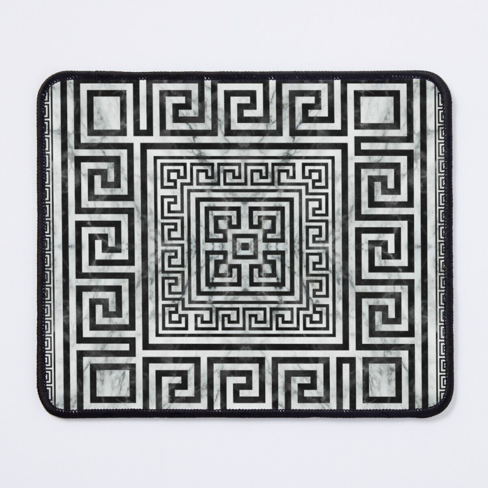 Mouse Pad Greek Meander - Greek Key And Marble 11.8 X 9.8 Inch Computer Mat Gaming Office Mousepad Black/White 7802738146776