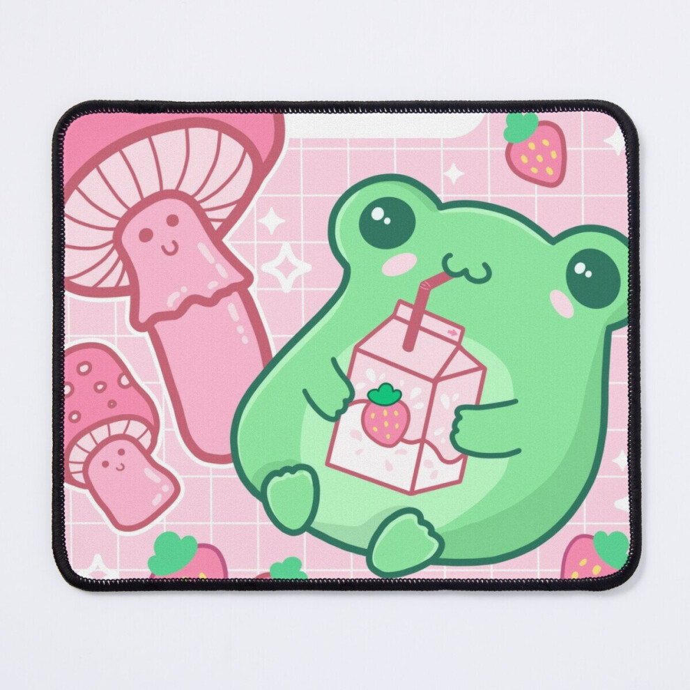 Mouse Pad Cute Cottagecore Frog With Strawberries In 90S Kawaii Aesthetic: A Japanese Y2k Stylek 11.8 X 9.8 Inch Computer Mat Gaming Office Mousepad 7802738130577