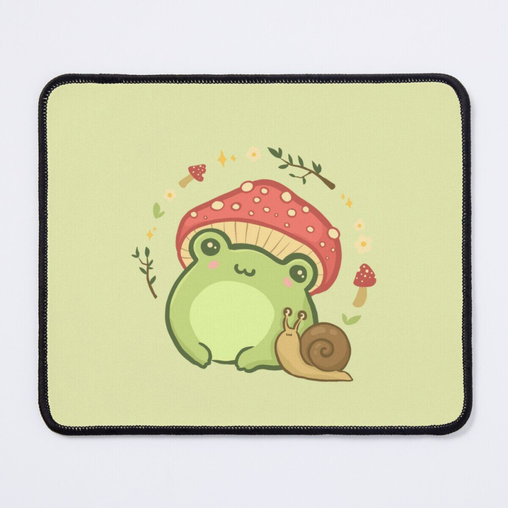 Mouse Pad Super Cute Kawaii Frog With Toadstool Mushroom And Snail: A Cottagecore Aesthetic 11.8 X 9.8 Inch Computer Mat Gaming Office Mousepad 7802738146639
