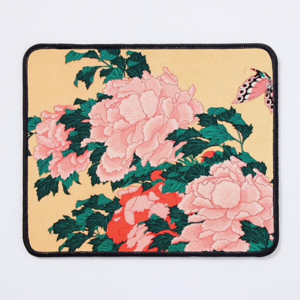 Mouse Pad Japanese Art, Katsushika Hokusai, Peony And Butterfly Poster, Hokusai Poster, Japanese 11.8 X 9.8 Inch Computer Mat Gaming Office Mousepad 7802738115147