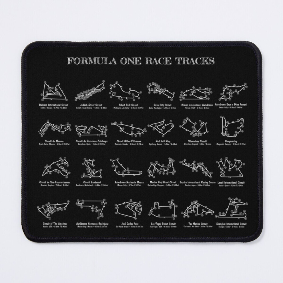 Mouse Pad F1 Race Tracks ( Stencil-No) 11.8 X 9.8 Inch Computer Mat Gaming Office Mousepad White 7802738141108