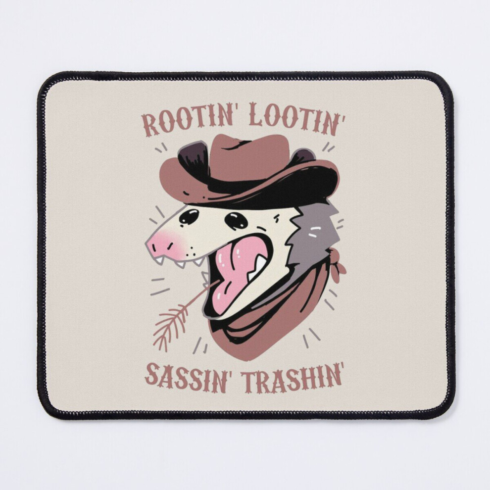 Mouse Pad Rootin Lootin Sassin Trashin - Funny Rootin Tootin Possum Cowboy 11.8 X 9.8 Inch Computer Mat Gaming Office Mousepad 7802738205220