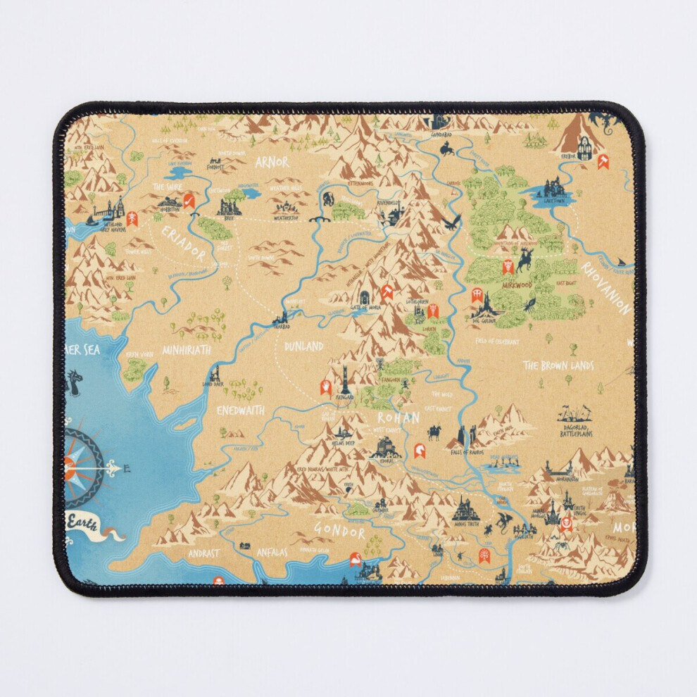 Mouse Pad J.r.r. Tolkien - Middle Earth Map, Simple Icon Illustrations 11.8 X 9.8 Inch Computer Mat Gaming Office Mousepad 7802738120929