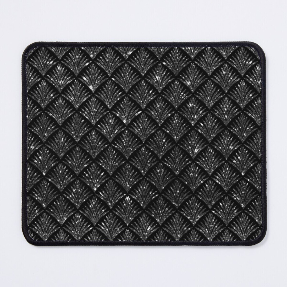 Mouse Pad Glitter Art Deco Pattern 11.8 X 9.8 Inch Computer Mat Gaming Office Mousepad Black/Silver 7802738189766