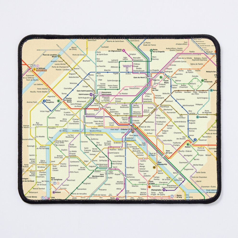Mouse Pad Paris, France Metro Subway Tube Underground Map 11.8 X 9.8 Inch Computer Mat Gaming Office Mousepad 7802738155716