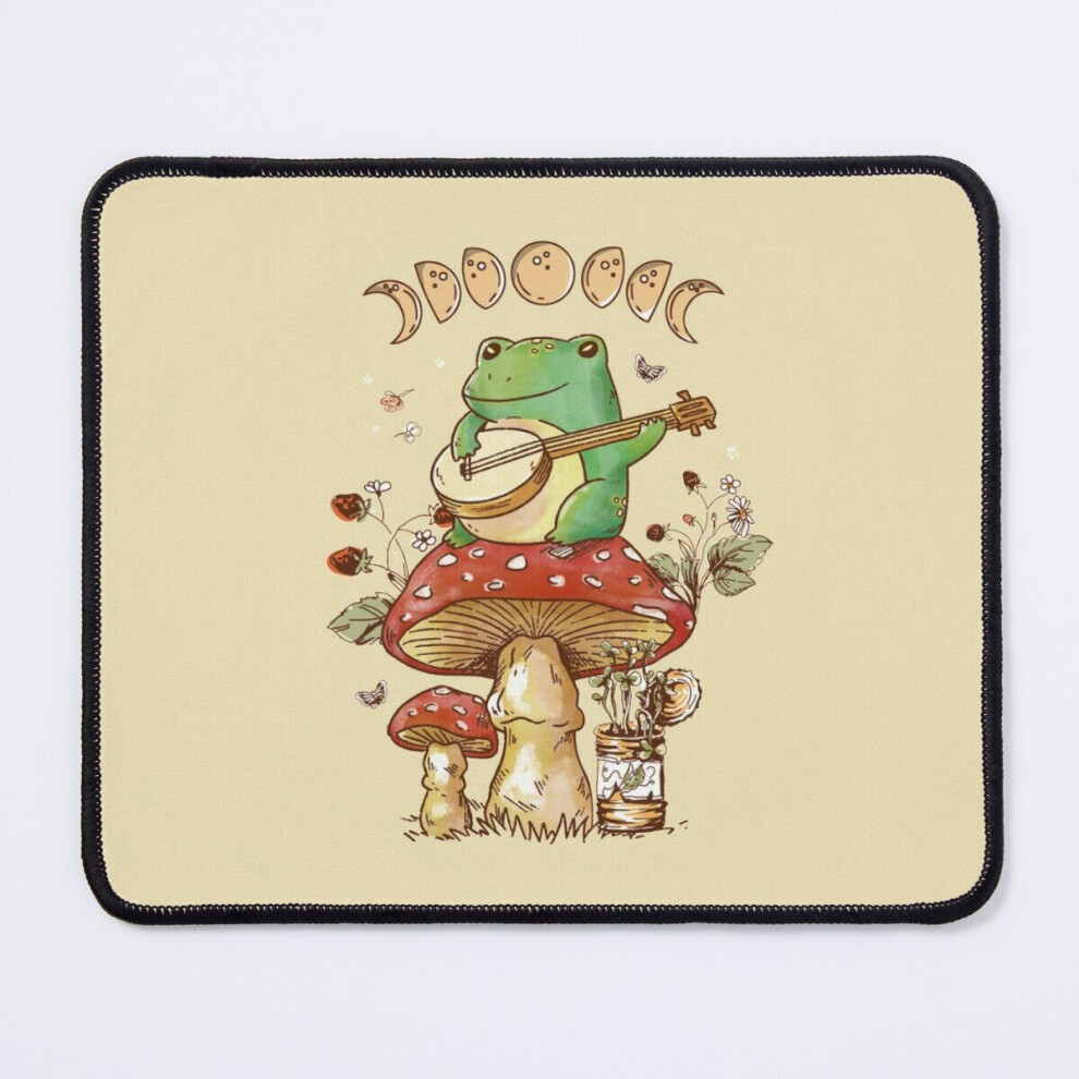 Mouse Pad Cottagecore Aesthetic Frog With Banjo Mushroom Moon Phases Art 11.8 X 9.8 Inch Computer Mat Gaming Office Mousepad 7802738123449