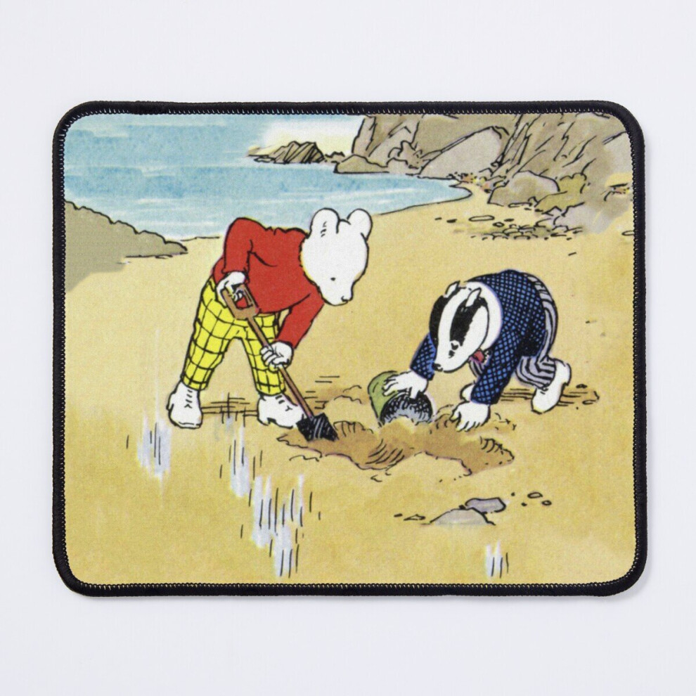 Mouse Pad Rupert and Badger on the Beach 11.8 x 9.8 inch Computer Mat Gaming Office Mousepad
