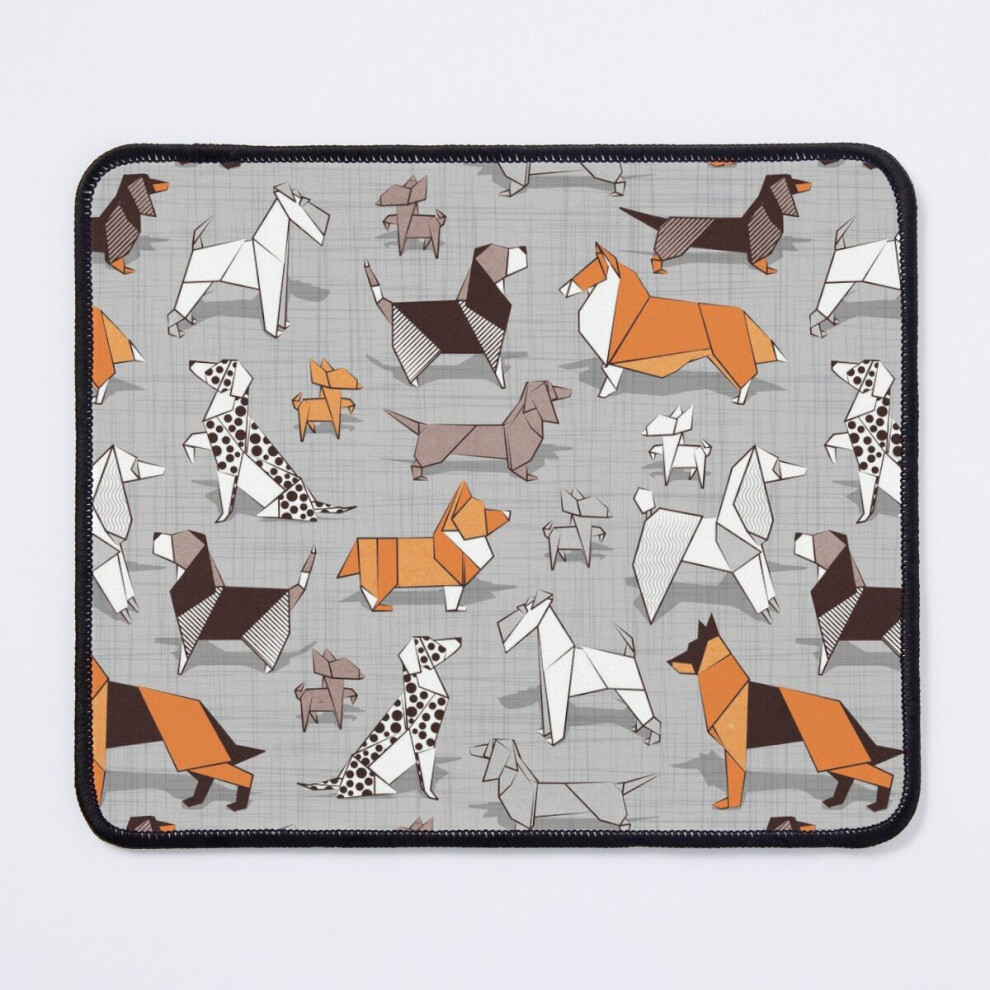 Mouse Pad Origami Doggie Friends Linen Texture 11.8 X 9.8 Inch Computer Mat Gaming Office Mousepad Grey 7802738149524